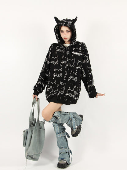 Devil heart Horned Zip Hoodie