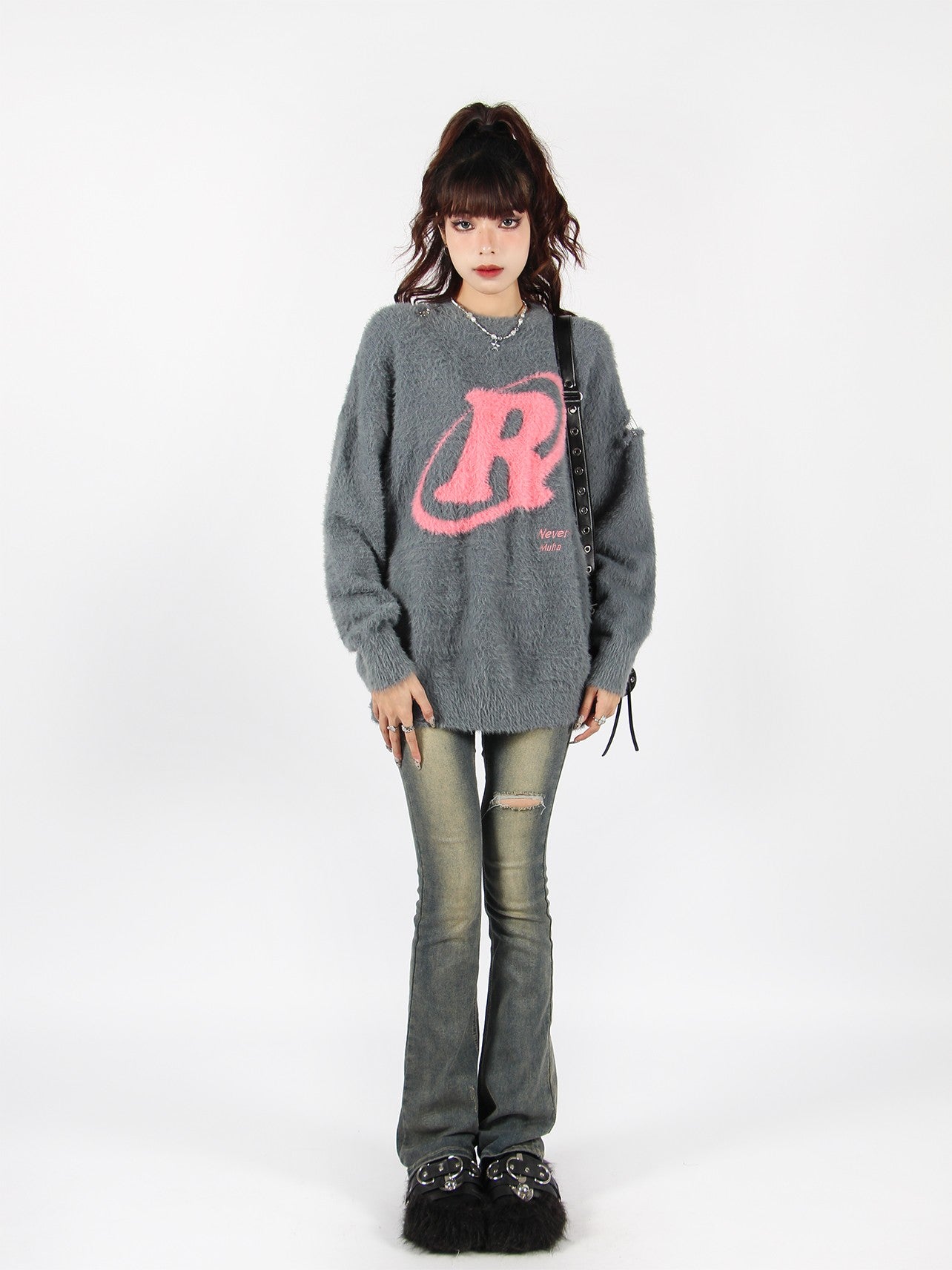 R Logo Fluffy Sweater