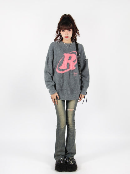 R Logo Fluffy Sweater