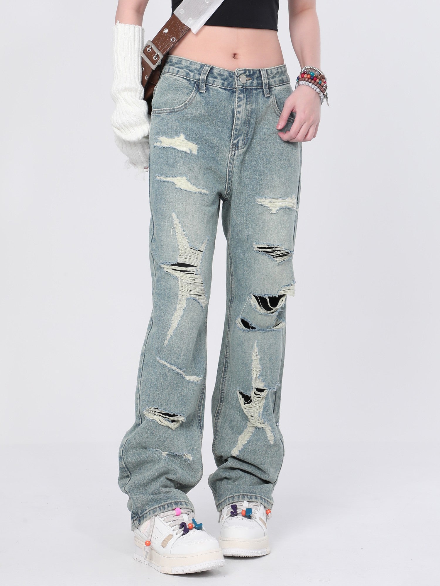 Shredded Washed Jeans – LATENITEX