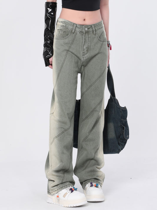 Striped Distressed Jeans