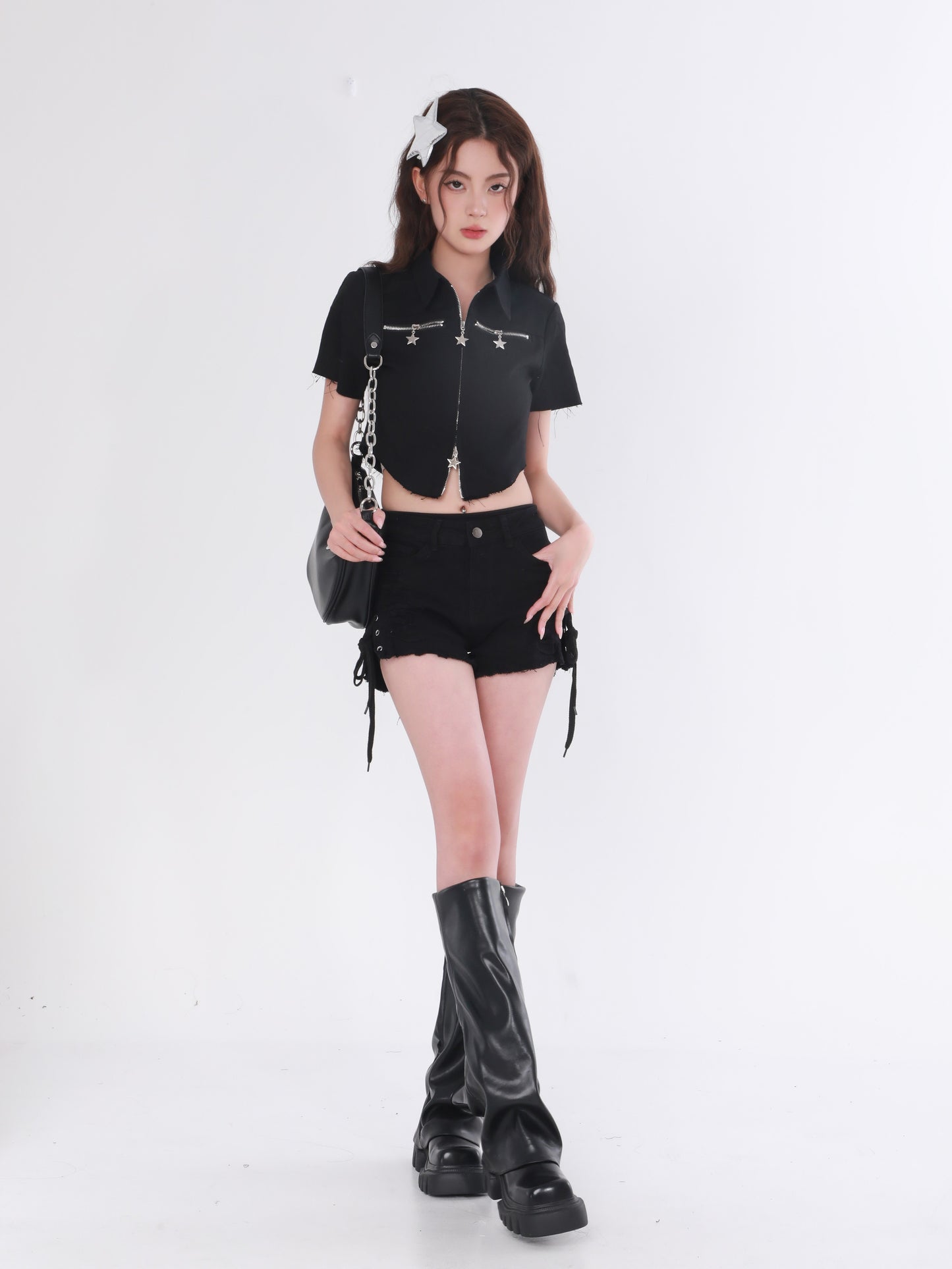 Star Zipper Crop Top