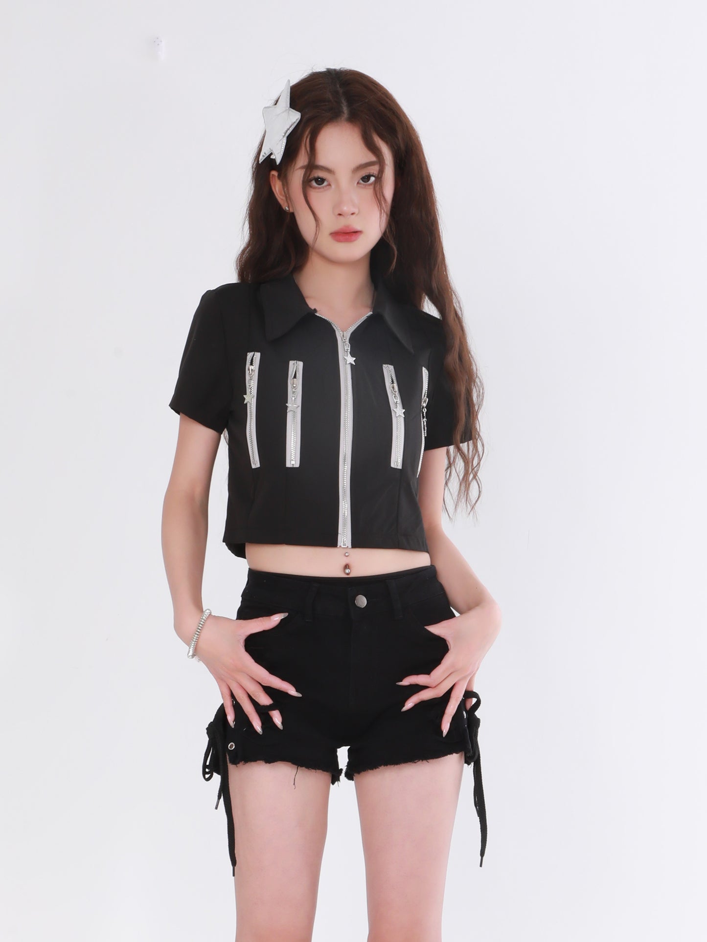 Star Zip Crop Top