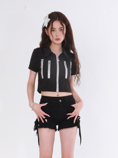Star Zip Crop Top