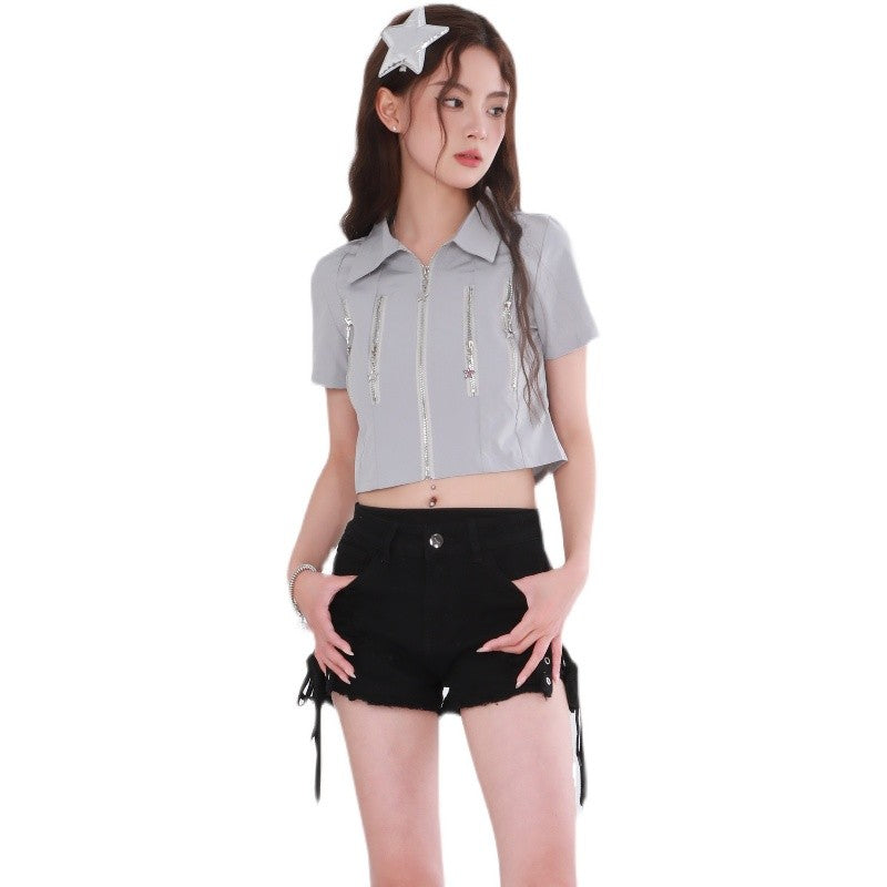 Star Zip Crop Top