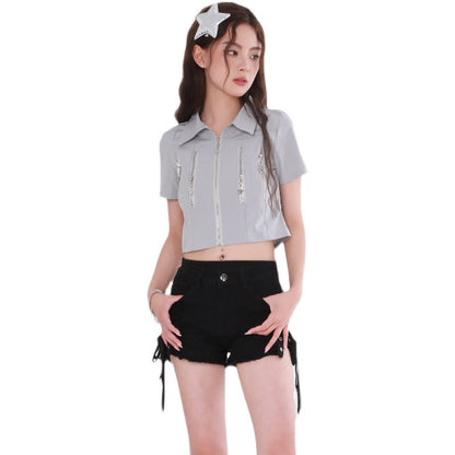 Star Zip Crop Top
