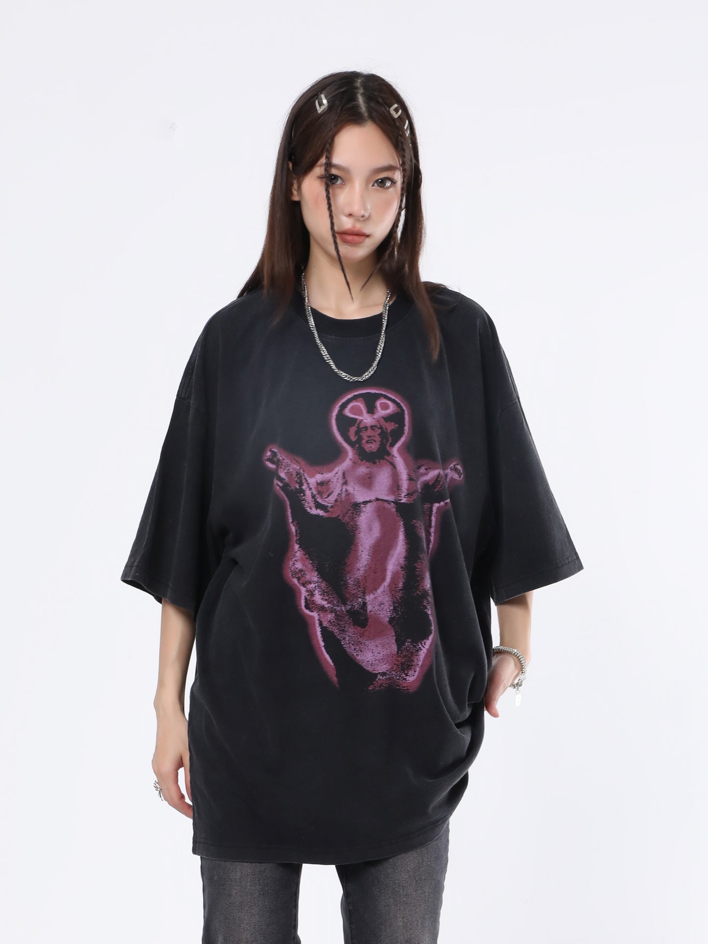 Neon Cross Graphic T-Shirt