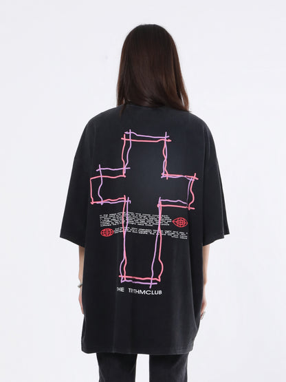 Neon Cross Graphic T-Shirt