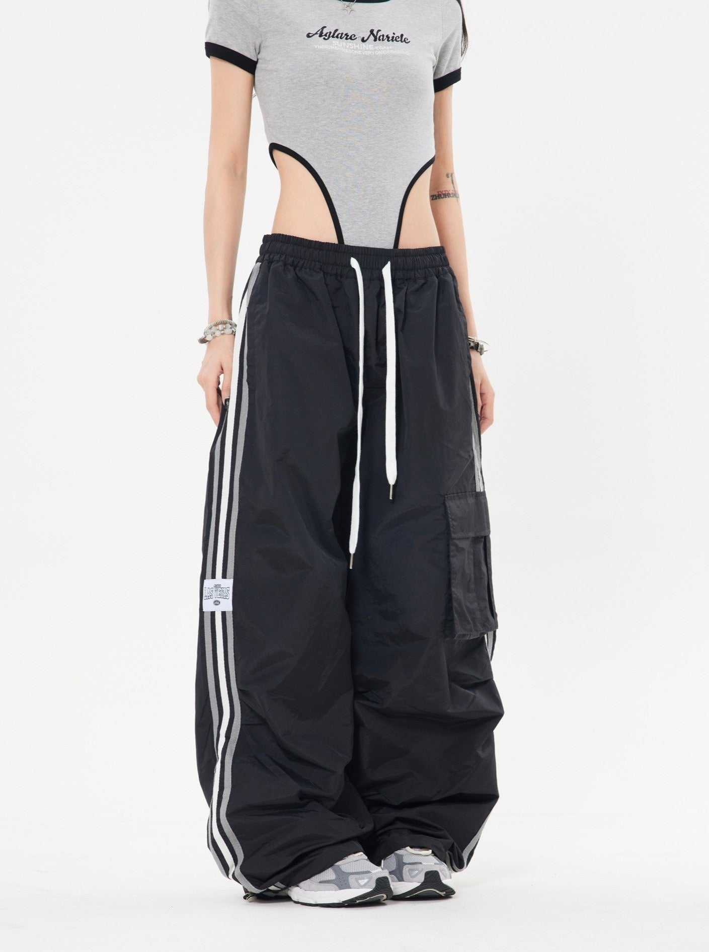 Striped Wide Leg Track Pants