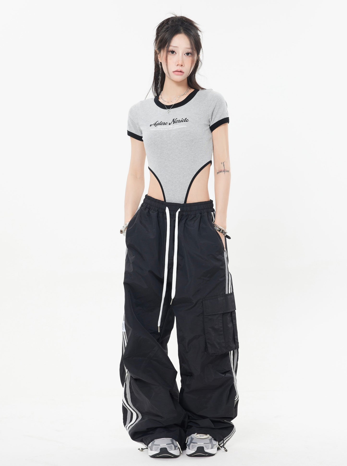 Striped Wide Leg Track Pants