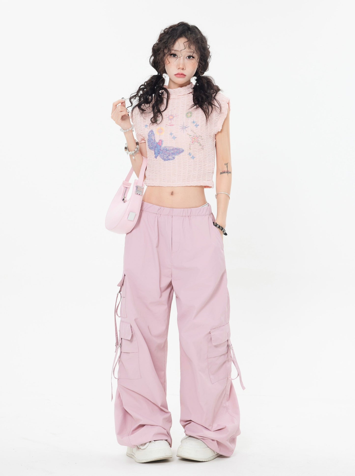 Slouchy Pink Cargo Pants