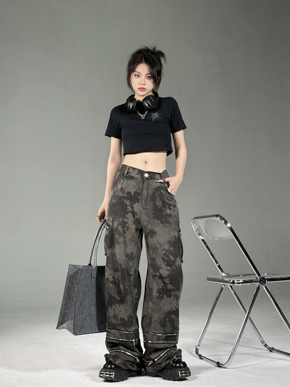 Camo Zipper Cargo Pants