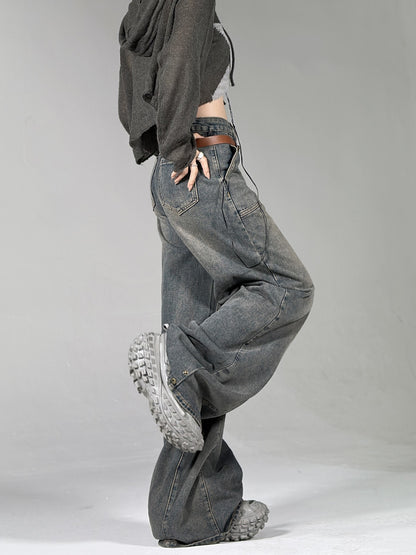 Sand Washed Wide Leg Jeans