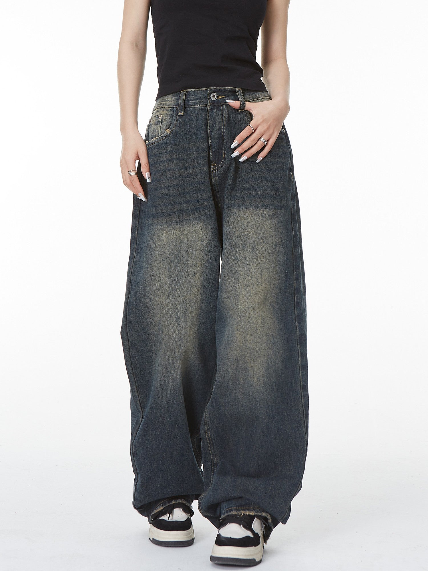 Dark Washed Baggy Jeans LATENITEX