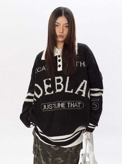 College Knit Polo Sweater