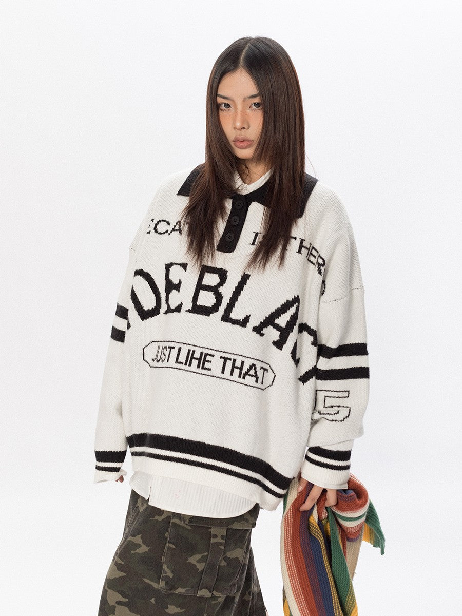 College Knit Polo Sweater