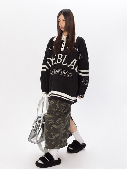 College Knit Polo Sweater