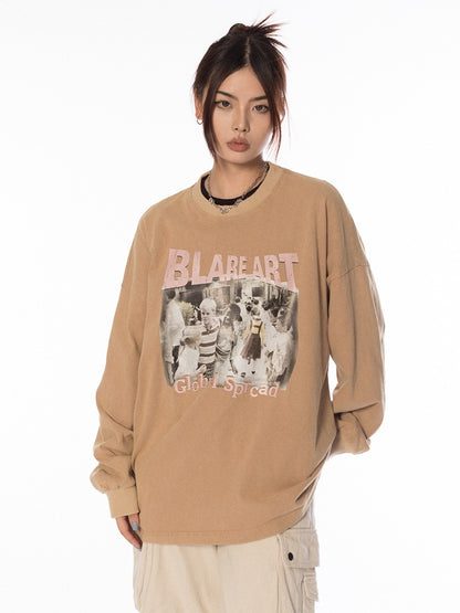 Blare Art Vintage Graphic Long Sleeve Top
