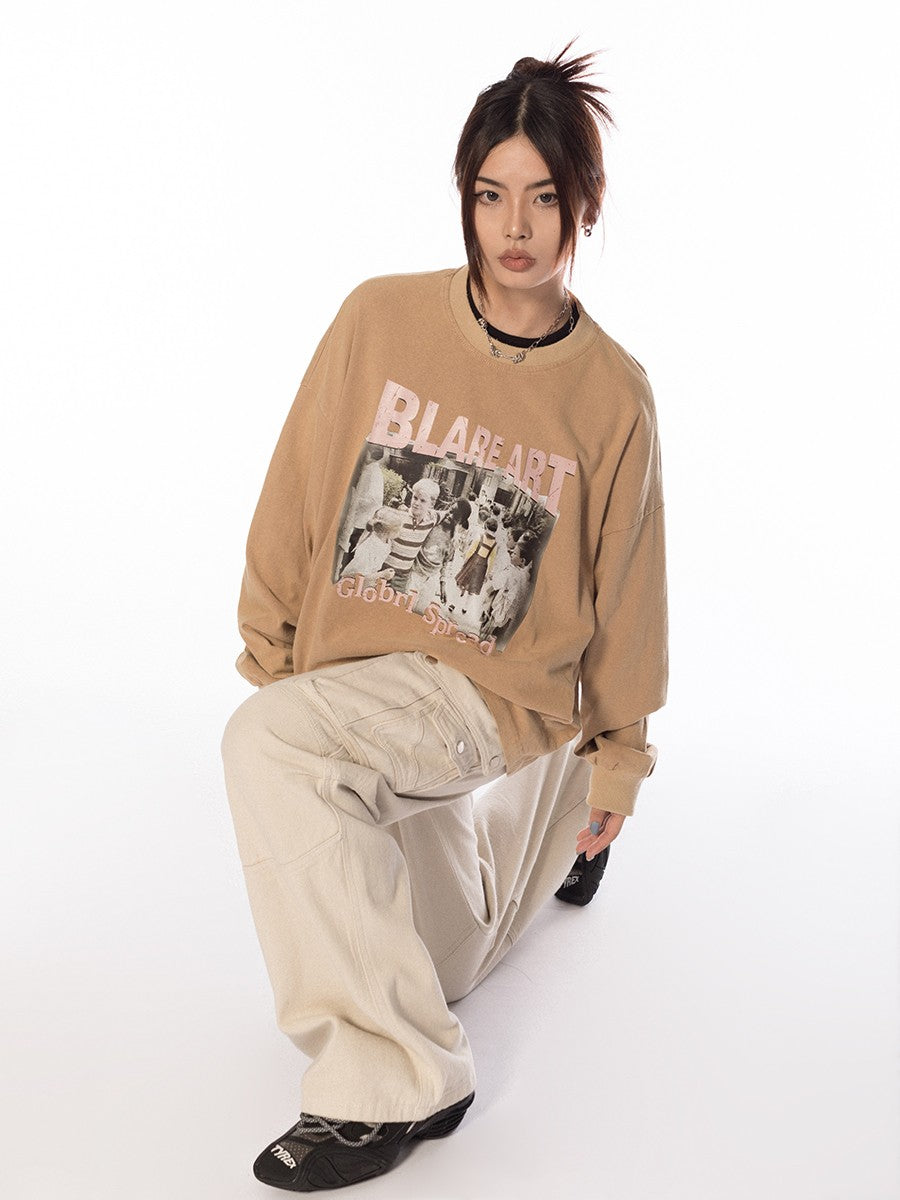 Blare Art Vintage Graphic Long Sleeve Top