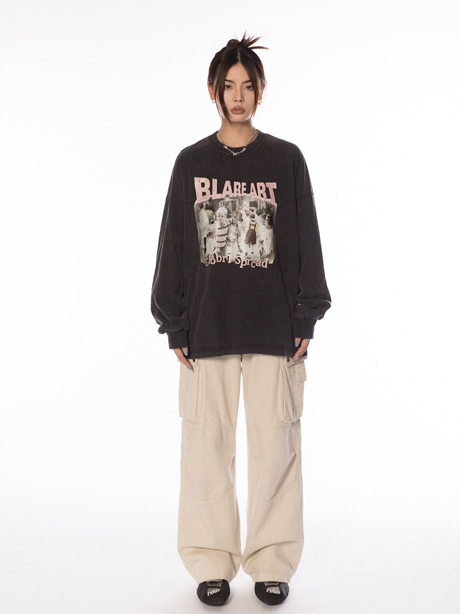 Blare Art Vintage Graphic Long Sleeve Top