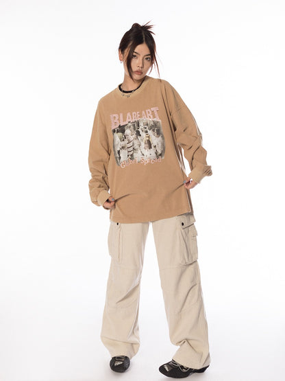 Blare Art Vintage Graphic Long Sleeve Top