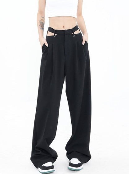 Hip Cutout Relaxed Fit Pants