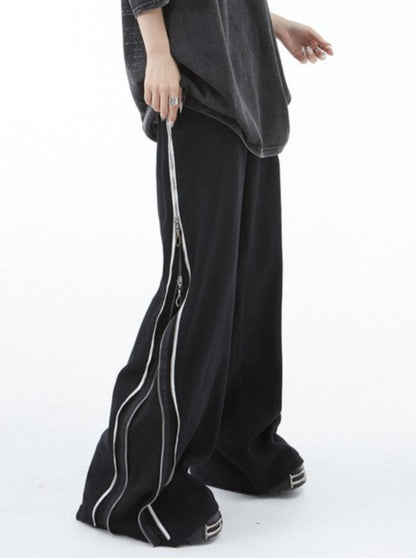 Zipper Wide Leg Jeans