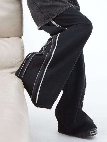 Zipper Wide Leg Jeans