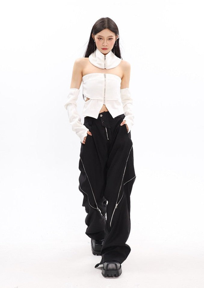 Diagonal Zipper Pants
