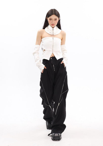 Diagonal Zipper Pants