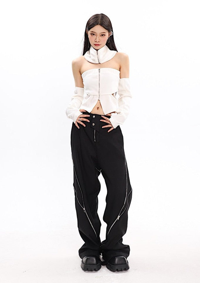 Diagonal Zipper Pants