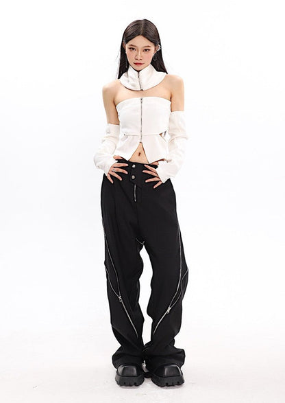 Diagonal Zipper Pants