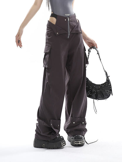 Hip Cutout Studded Cargo Pants