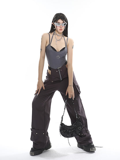 Hip Cutout Studded Cargo Pants