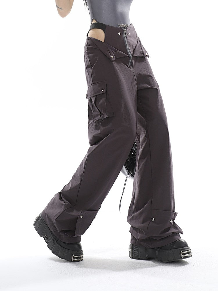 Hip Cutout Studded Cargo Pants