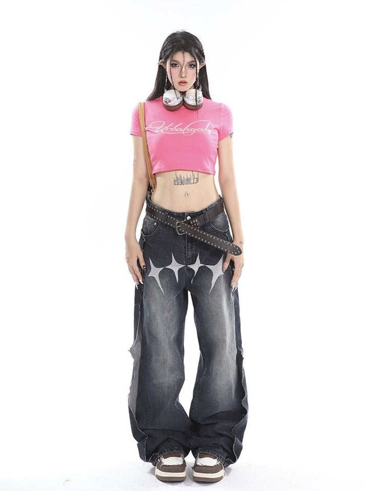 Slouchy Deconstructed Star Jeans