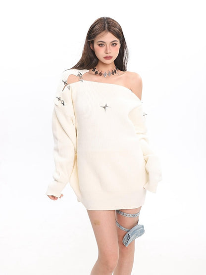 Off Shoulder Knit Sweater