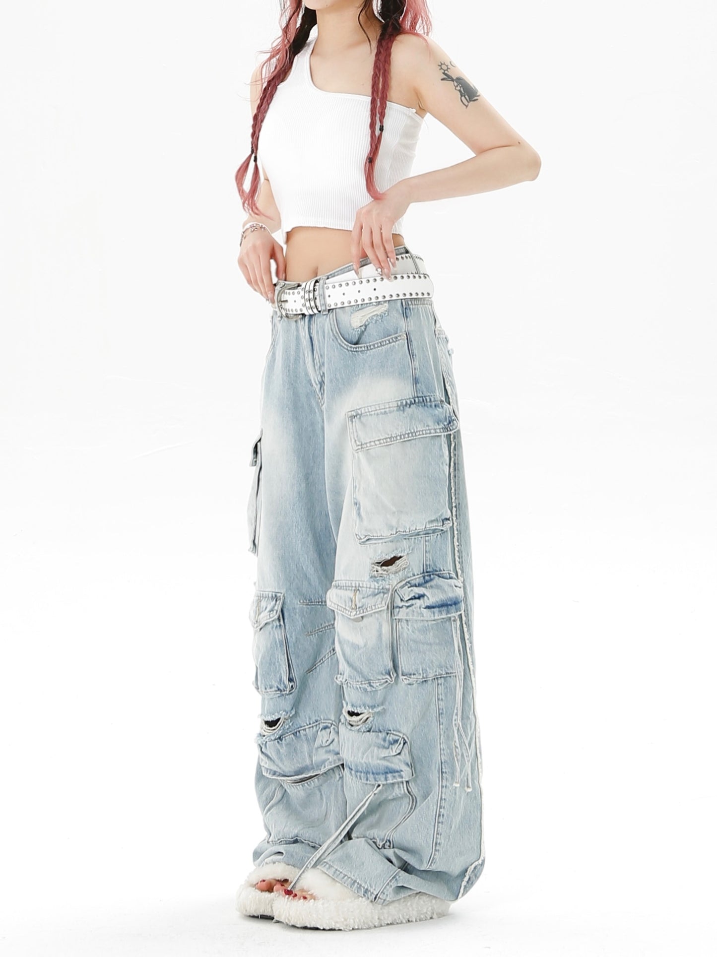 Baggy Ripped Cargo Jeans