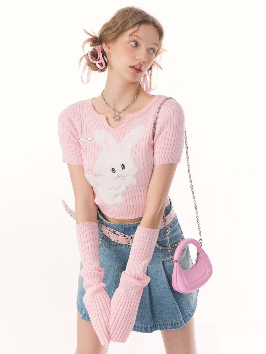 Knit Bunny Top with Sleeves