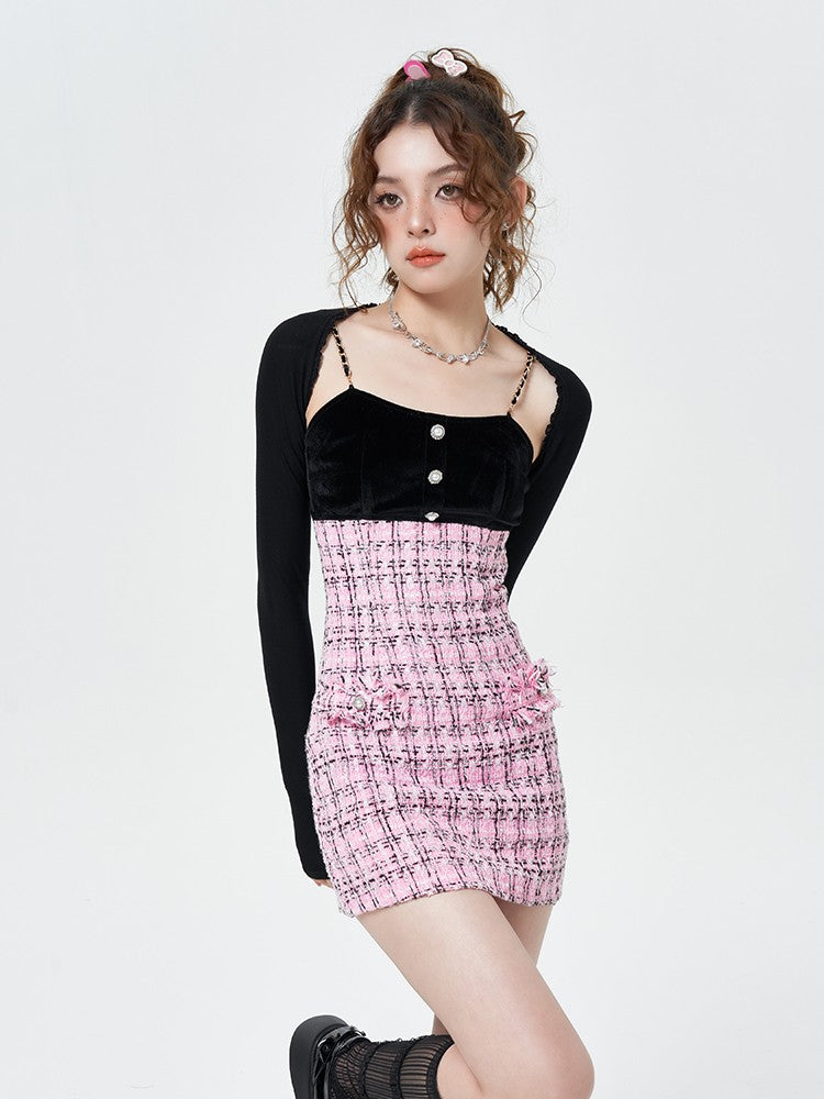 Pink Tweed Empire Dress