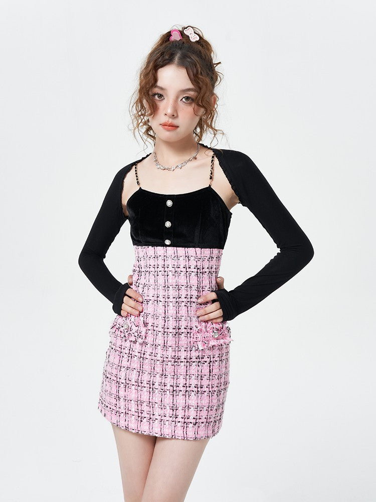 Pink Tweed Empire Dress