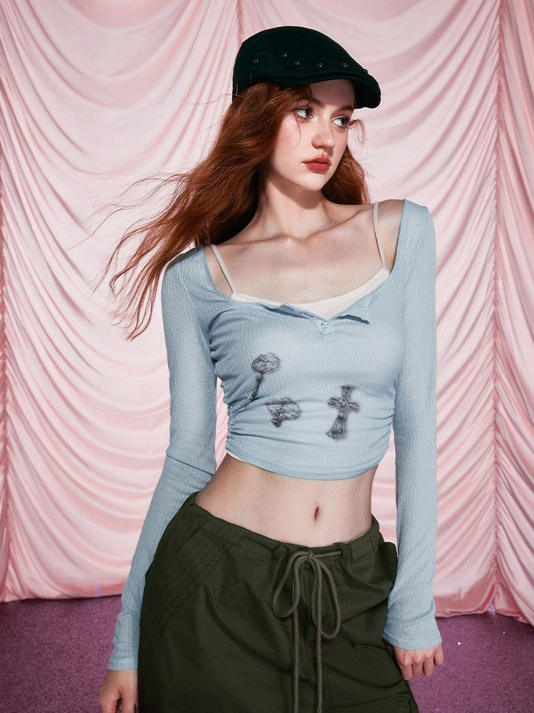 Layered Knit Long Sleeve Top