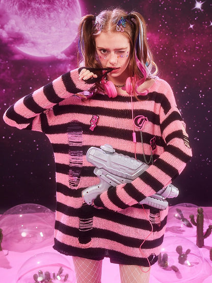 Destroyed Striped Sweater