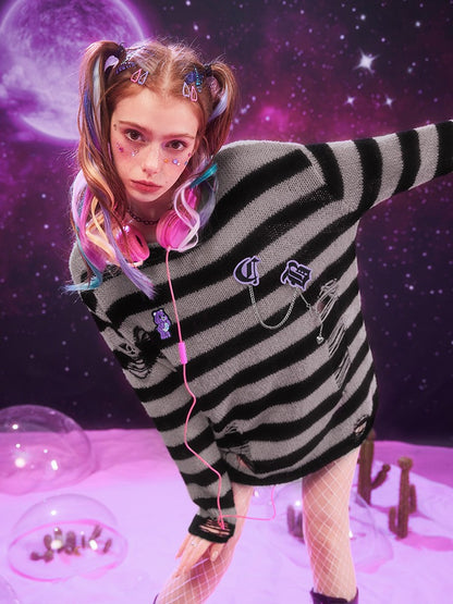 Destroyed Striped Sweater