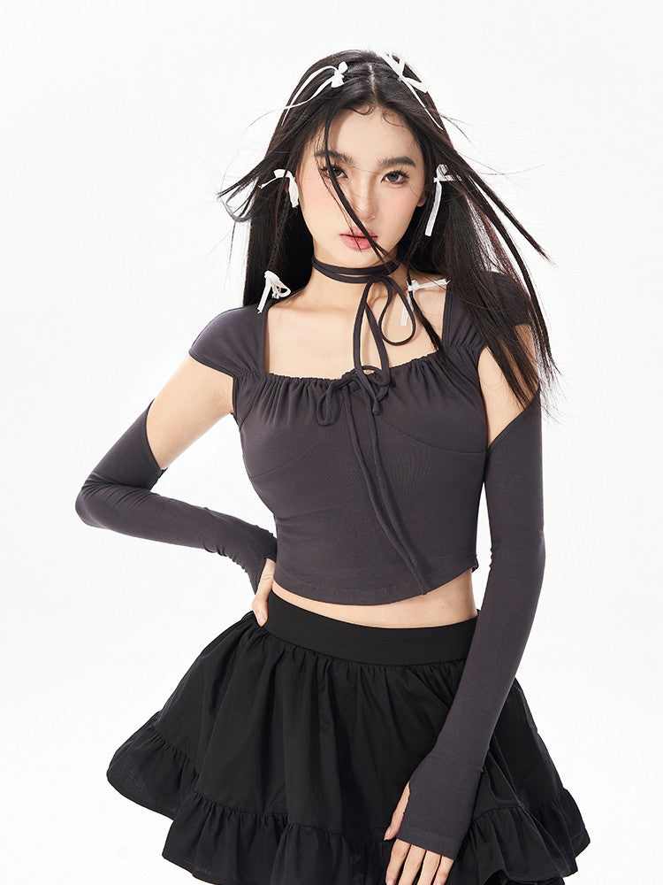 Square Neck Ballet Top with Sleeves
