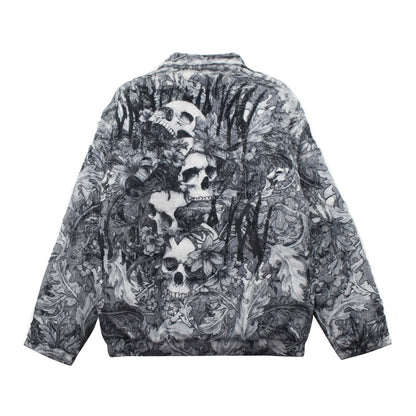 Skulls Plush Fleece Faux Fur Jacket y2k streetwear goth emo grunge eboy egirl outfit