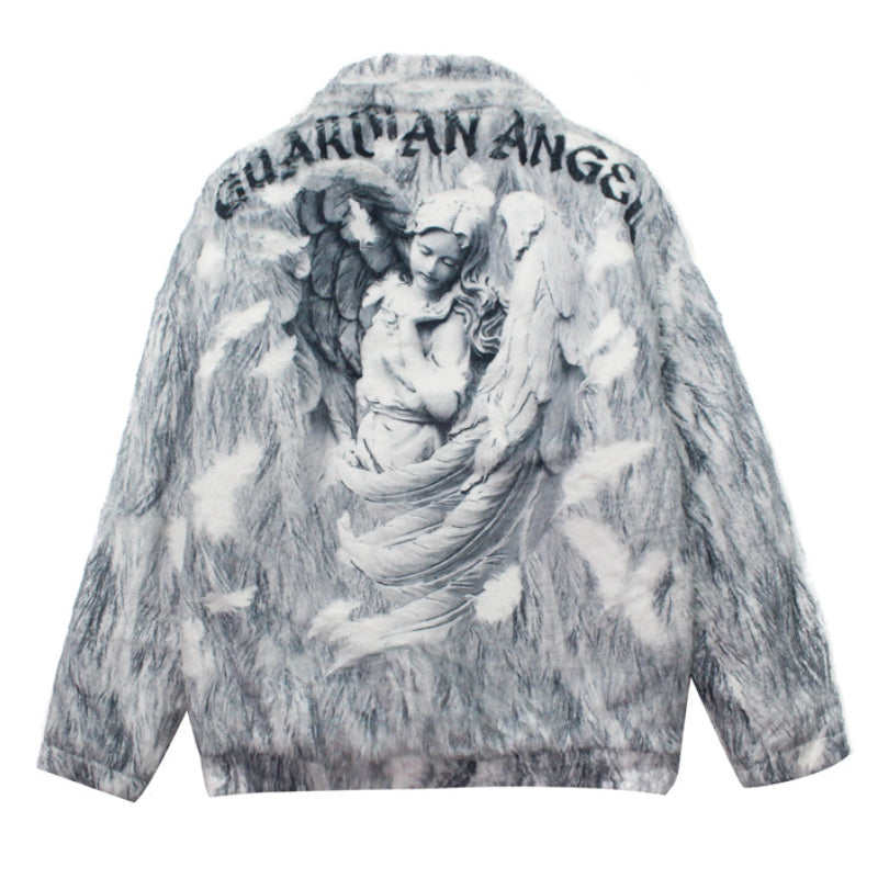 Guardian Angel Plush Fleece Faux Fur Jacket streetwear 