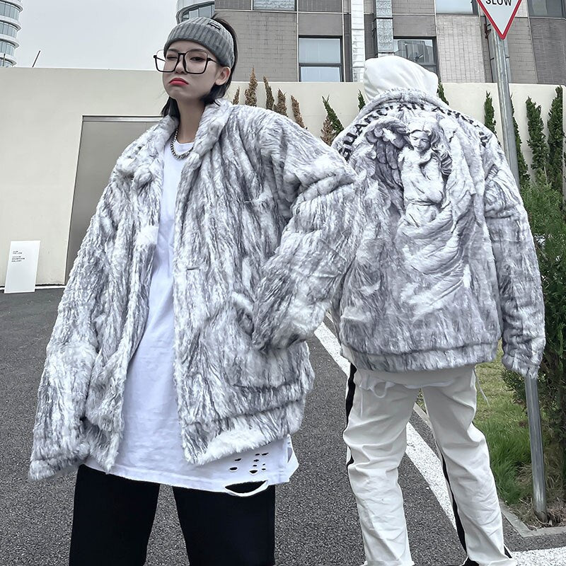 Guardian Angel Plush Fleece Faux Fur Jacket streetwear y2k egirl eboy outfit