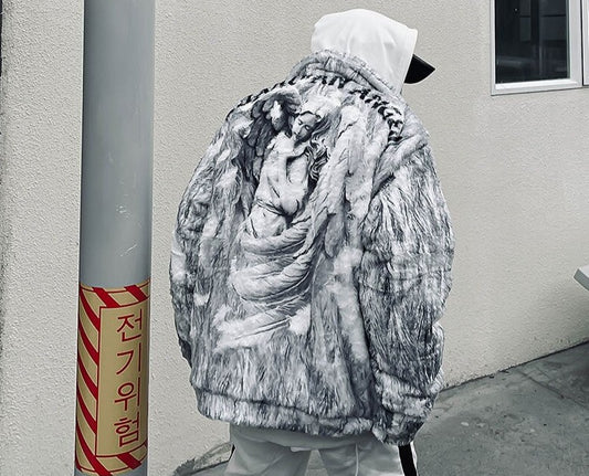 Guardian Angel Plush Fleece Faux Fur Jacket streetwear y2k aesthetic 