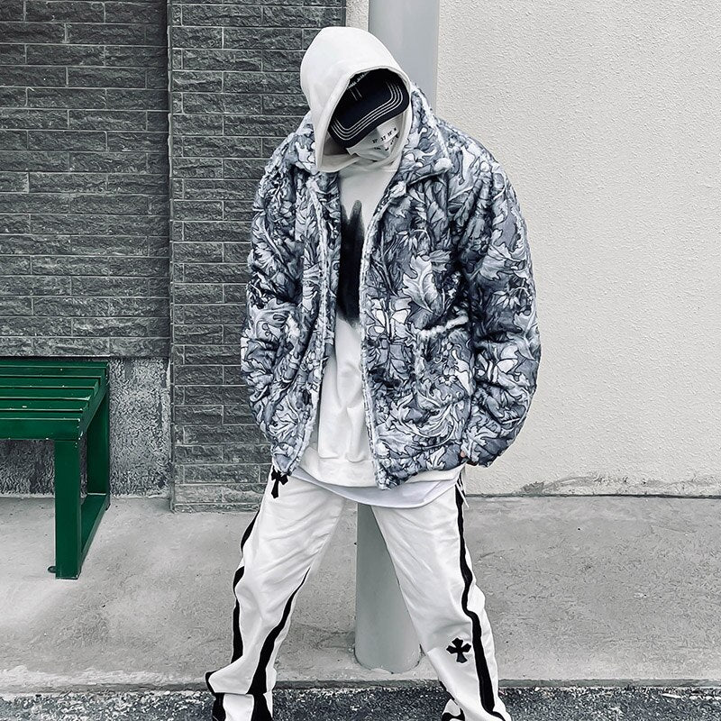 Skulls Plush Fleece Faux Fur Jacket y2k streetwear goth emo grunge eboy egirl outfit